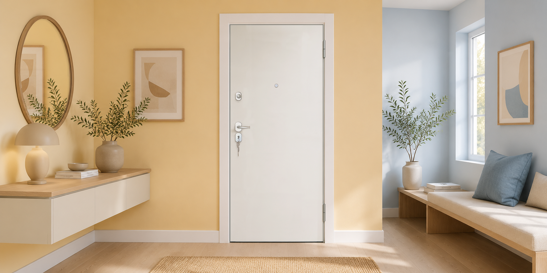 PUERTA ACORAZADA - LACADAS CONTEMPORANEAS - MODELO 1000 - BLANCO LACA