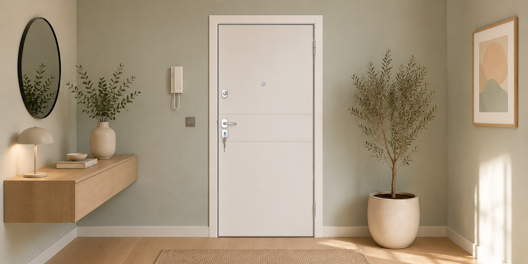 PUERTA ACORAZADA - LACADAS CONTEMPORANEAS - MODELO 2001 - BLANCO LACA