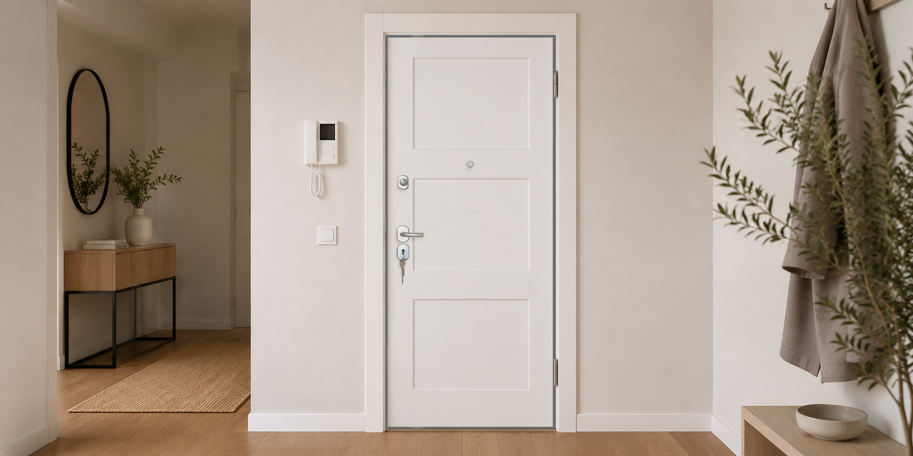 PUERTA ACORAZADA - LACADAS S8000 - MODELO 8003 - BLANCO LACA
