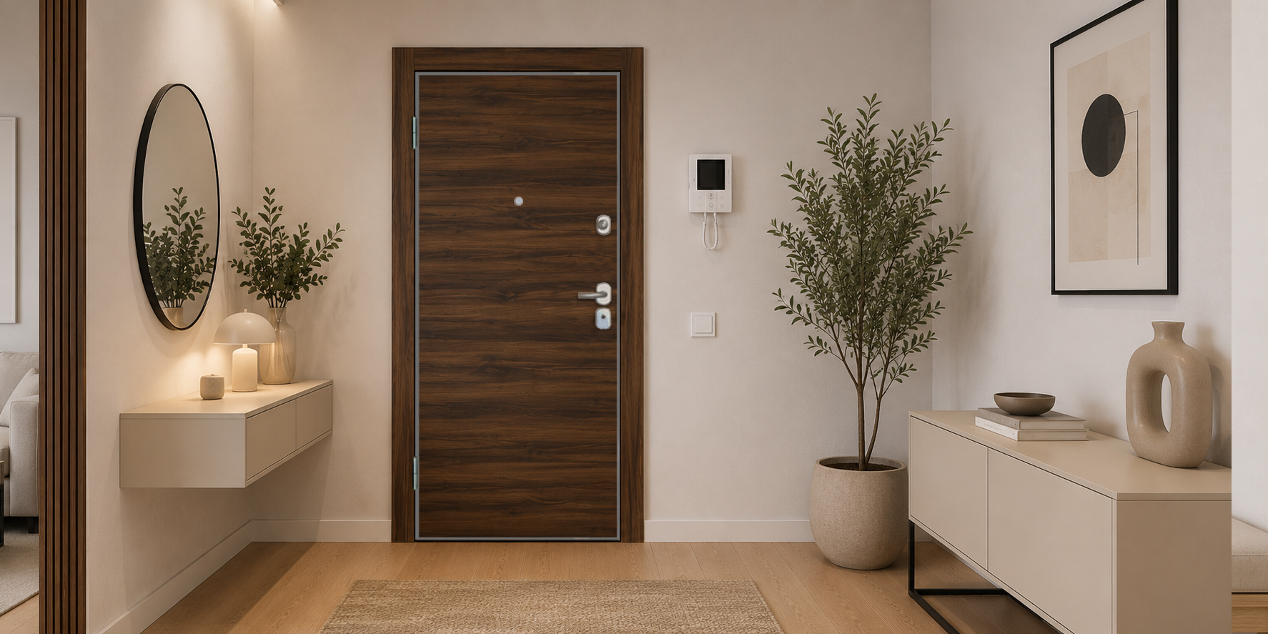 PUERTA ACORAZADA - LAMINADAS - MODELO X1000 - NOGAL SELVA