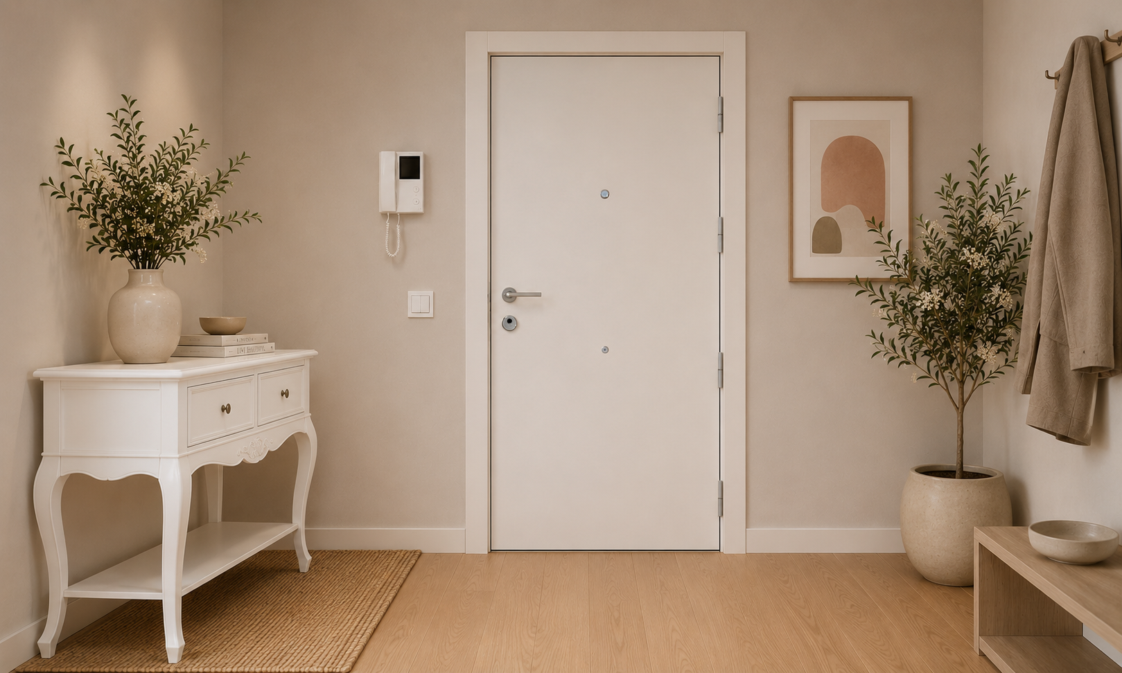 PUERTA BLINDADA - LACADAS CONTEMPORANEAS - MODELO 1000 - BLANCO LACA
