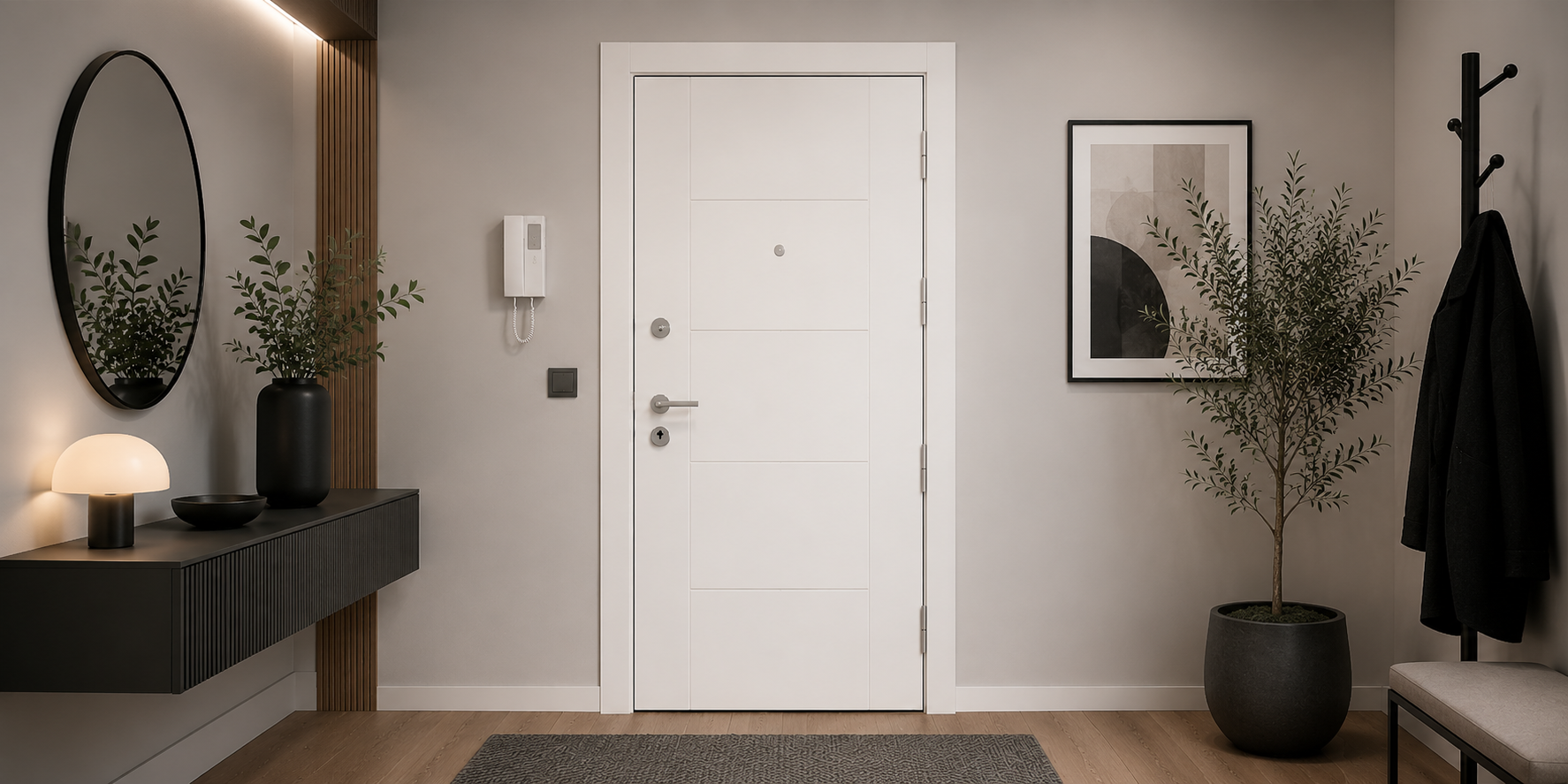 PUERTA BLINDADA - LACADAS CONTEMPORANEAS - MODELO 2016 - BLANCO LACA