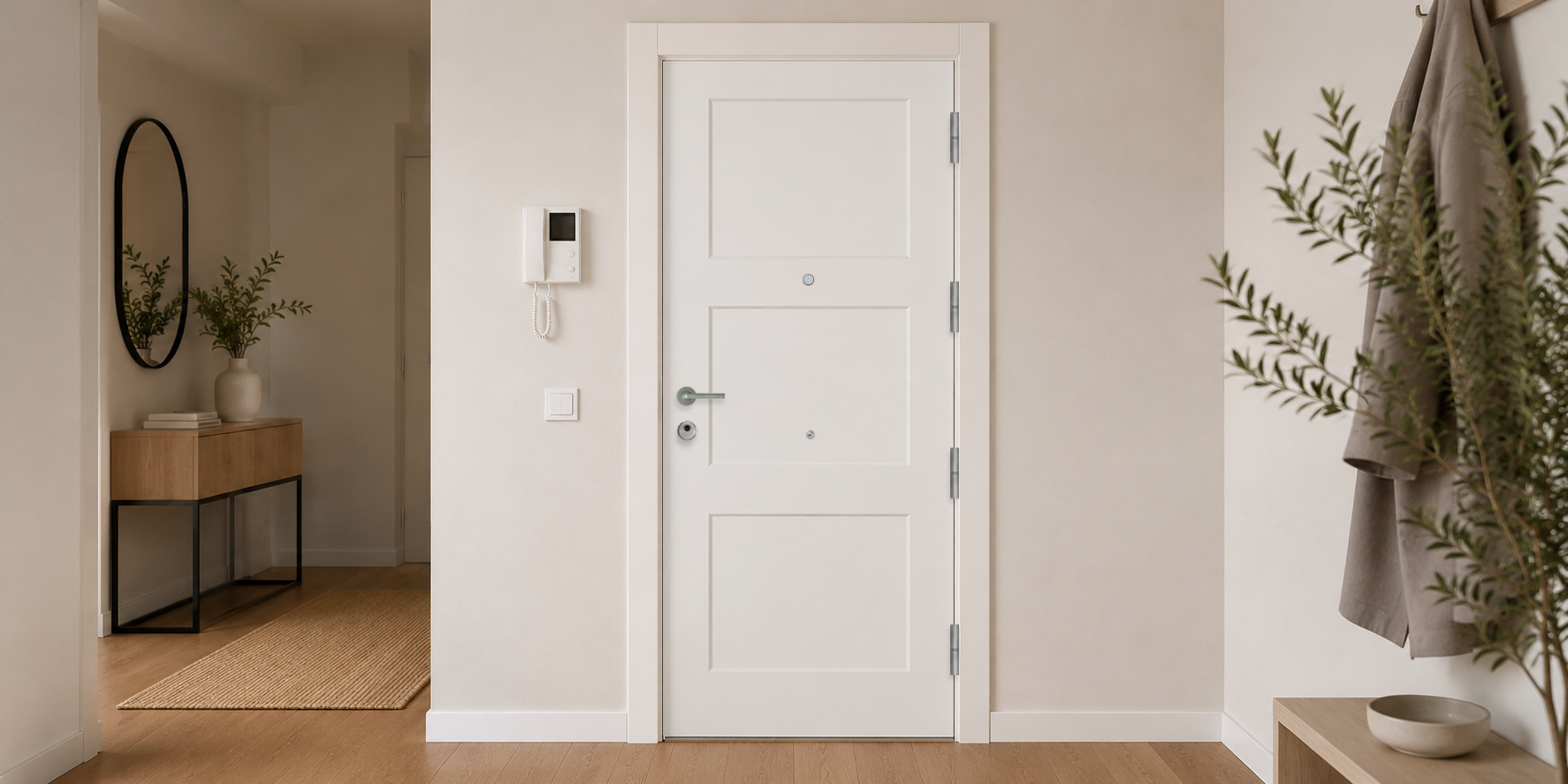 PUERTA BLINDADA - LACADAS S8000 - MODELO 8003 - BLANCO LACA