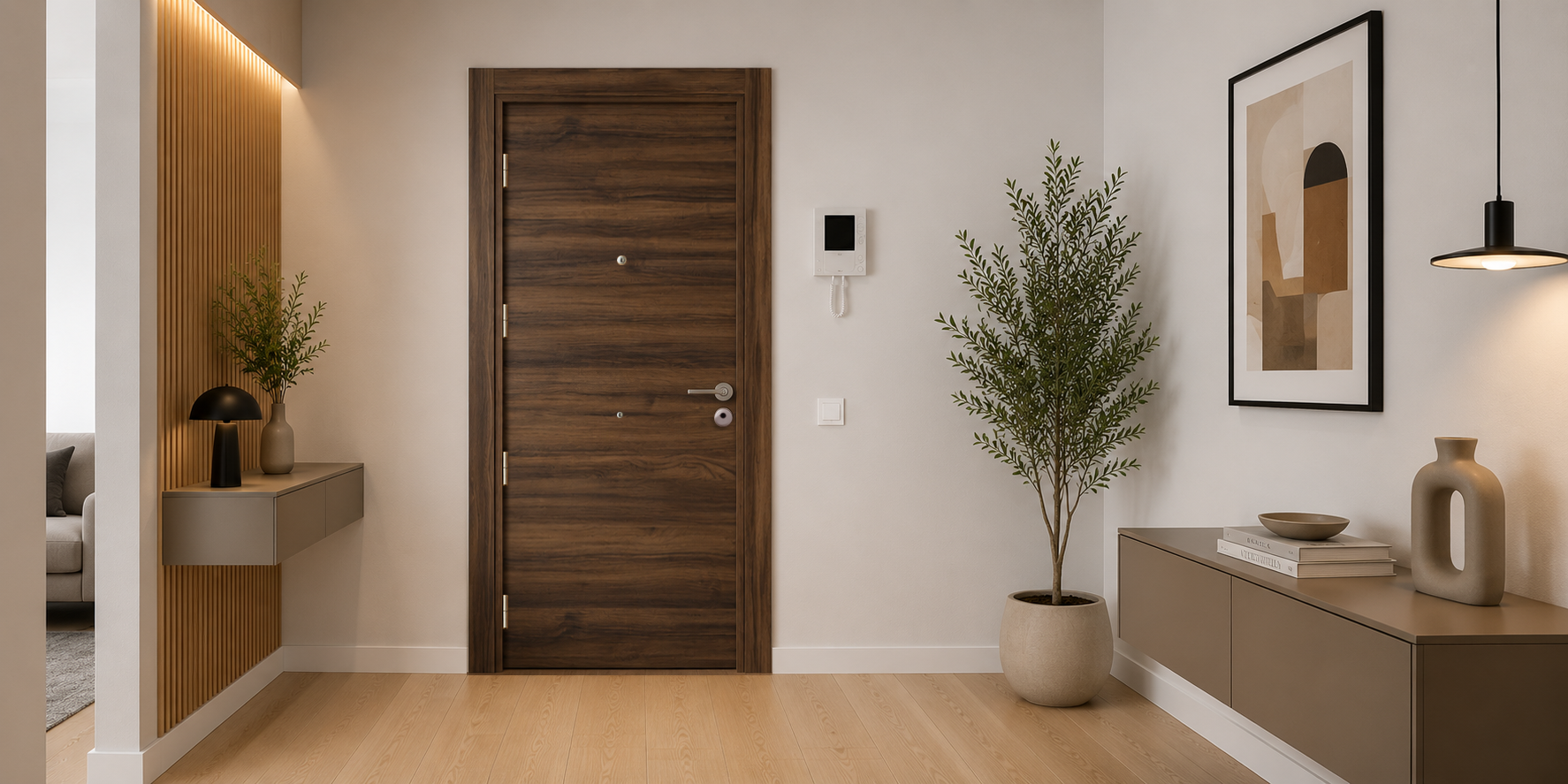 PUERTA BLINDADA - LAMINADAS - MODELO X1000 - NOGAL SELVA