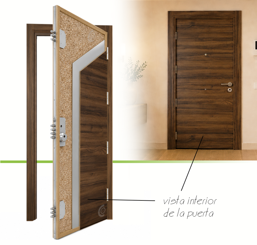 PUERTA BLINDADA - LAMINADAS - MODELO X1000 - NOGAL SELVA