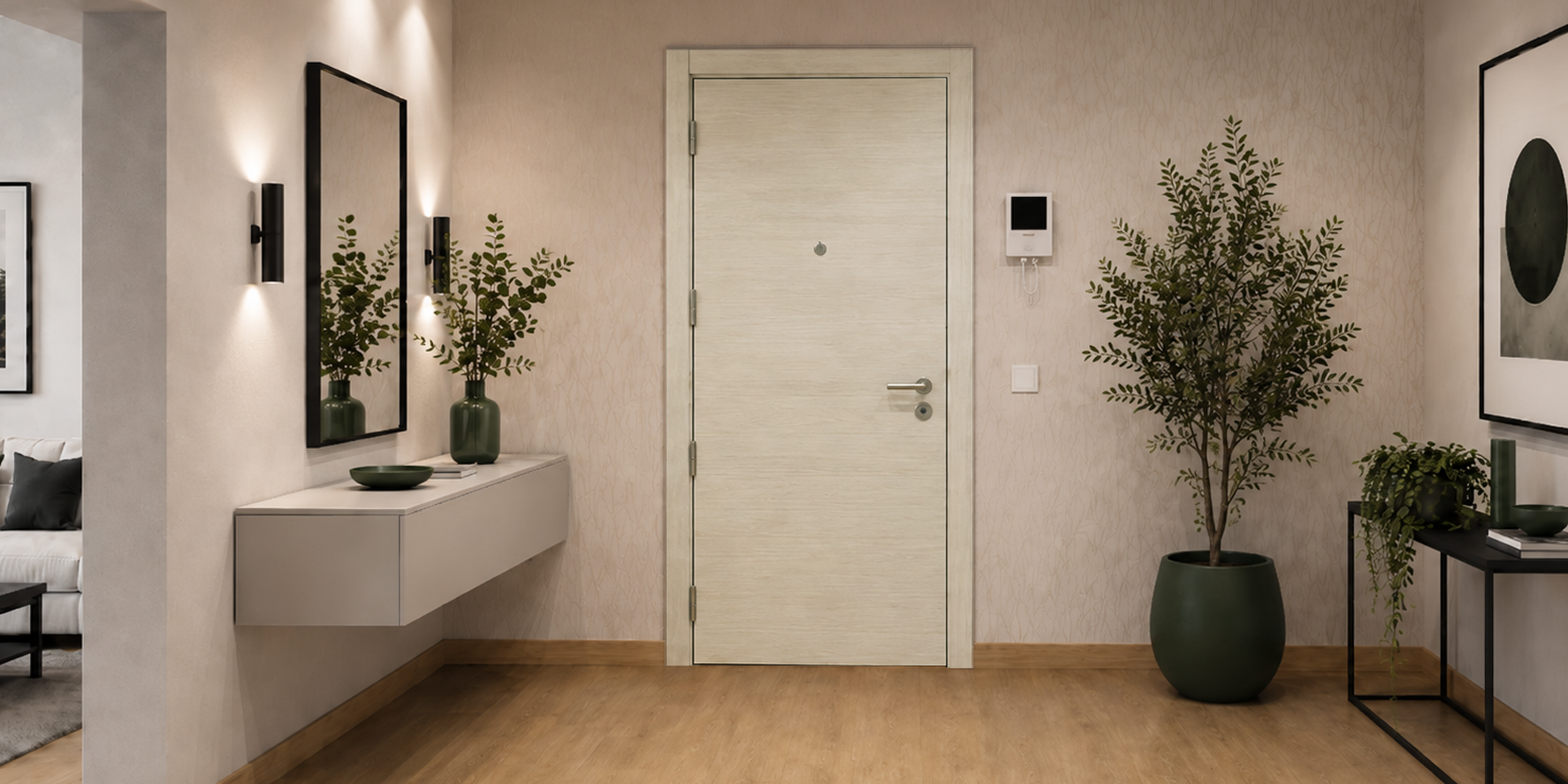 PUERTA BLINDADA - LAMINADAS - MODELO X1000 - ROBLE ARENA