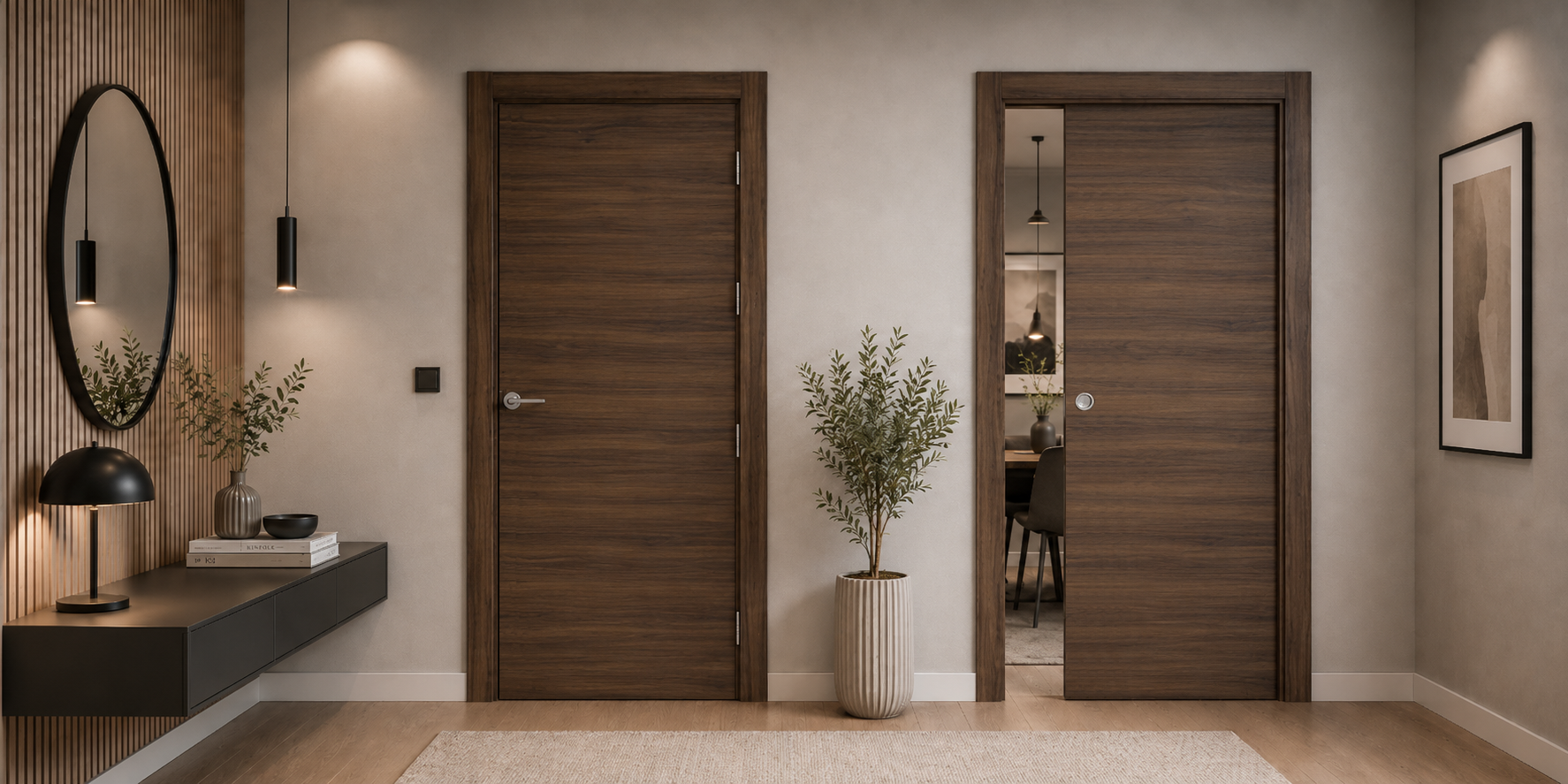 PUERTA PASO - LAMINADAS - MODELO X1000 - NOGAL SELVA