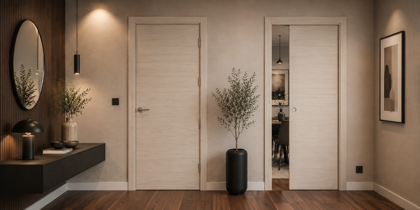 PUERTA PASO - LAMINADAS - MODELO X1000 - ROBLE ARENA