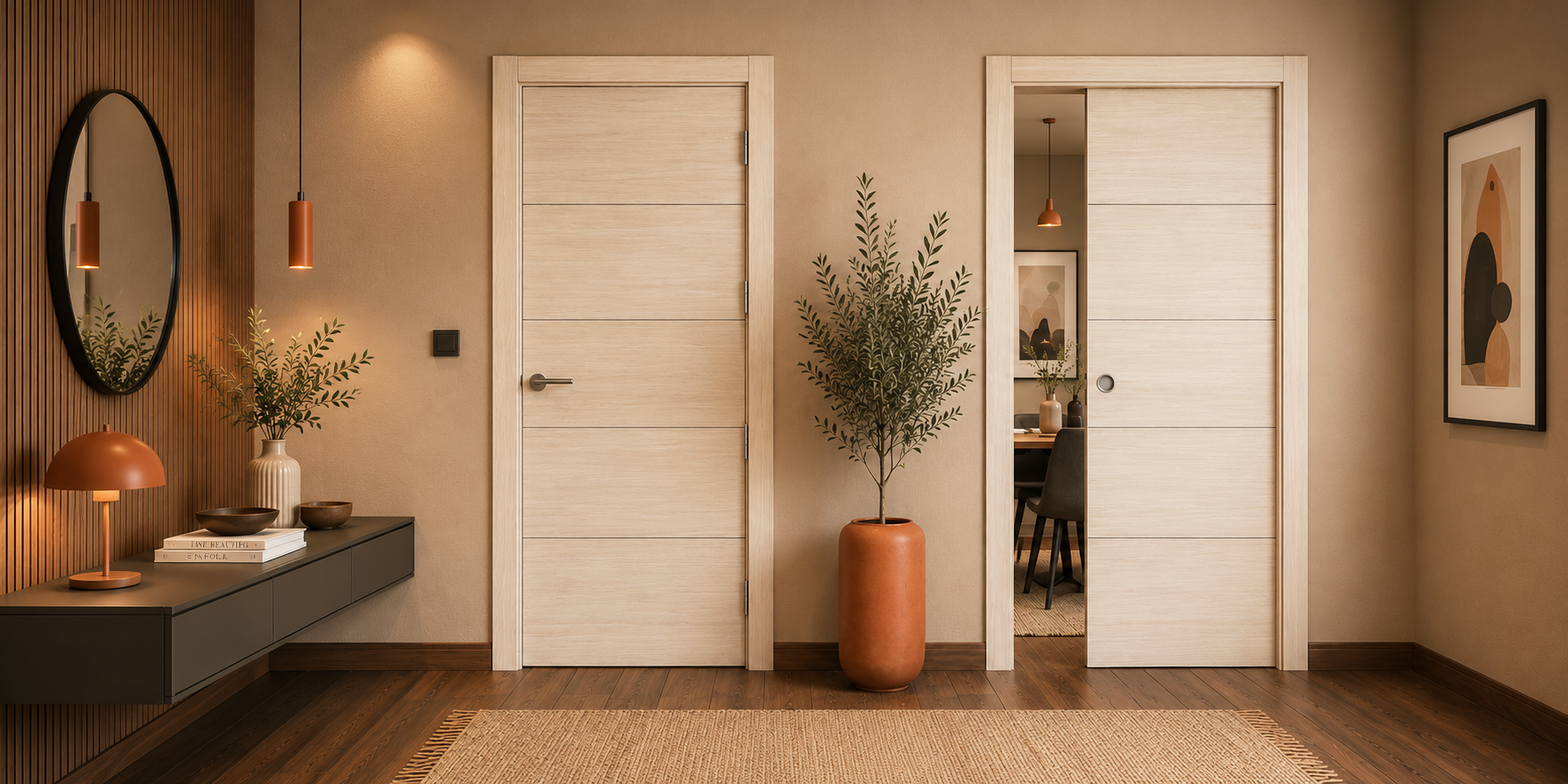 PUERTA PASO - LAMINADAS - MODELO X2003 - ROBLE ARENA