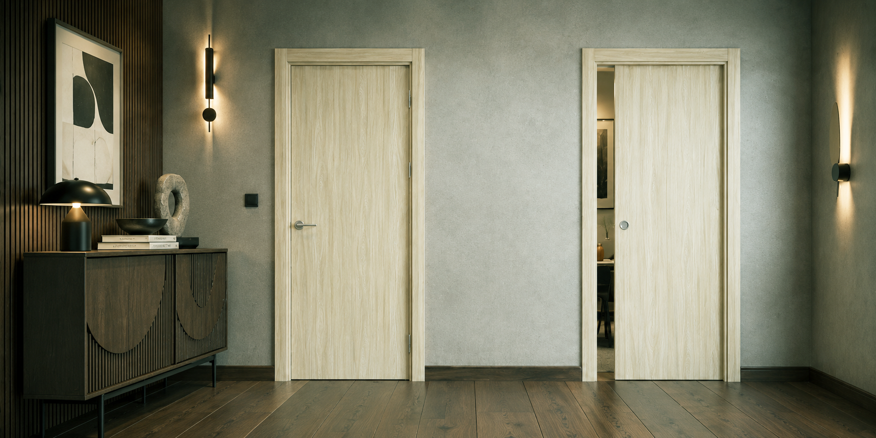 PUERTA PASO - LAMINADAS - MODELO G1000 - ROBLE ESTRIO