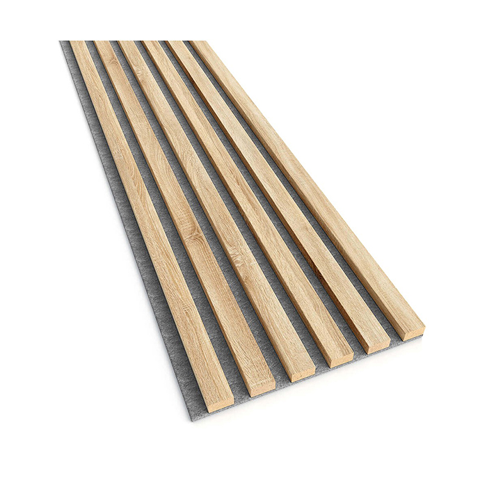 PANEL DE LISTONES LAMINADOS - ROBLE CL LMO02  CON FIELTRO ACÚSITICO GRIS - 2750 X 300
