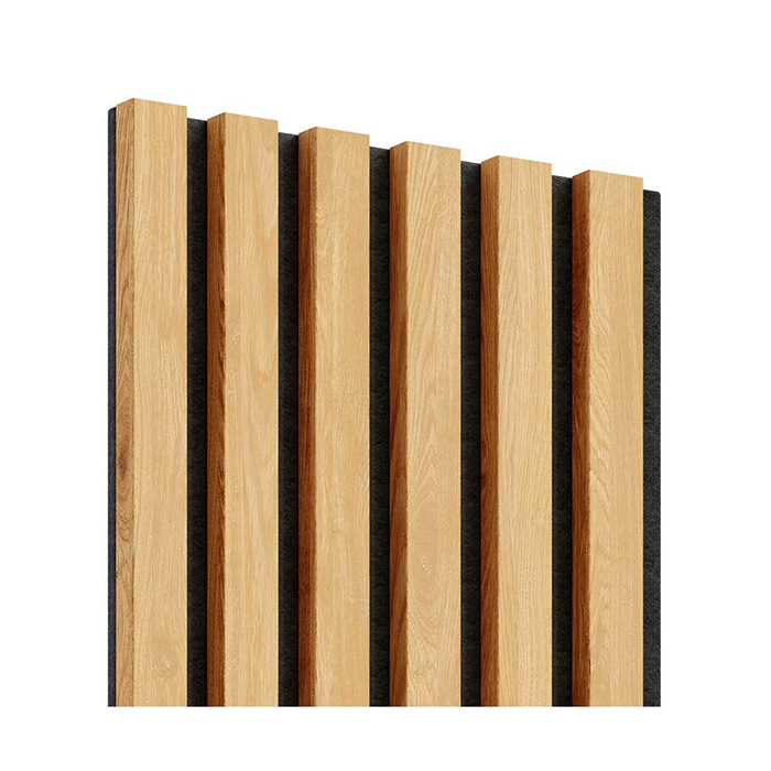 PANEL DE LISTONES LAMINADOS - ROBLE NAT LMO03  CON FIELTRO ACÚSITICO NEGRO - 2750 X 300